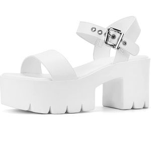 White platform sandals worn once
